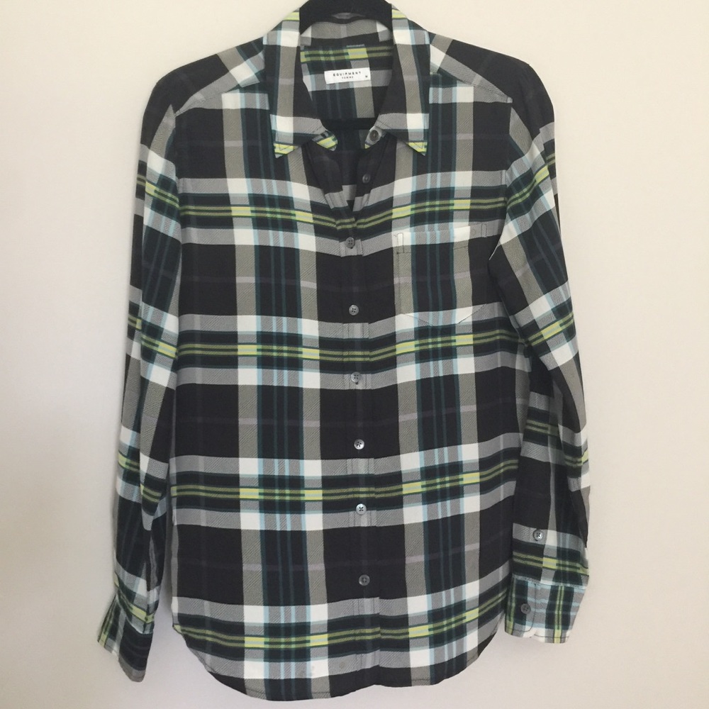 Equipment Oversize Plaid Brett Blouse